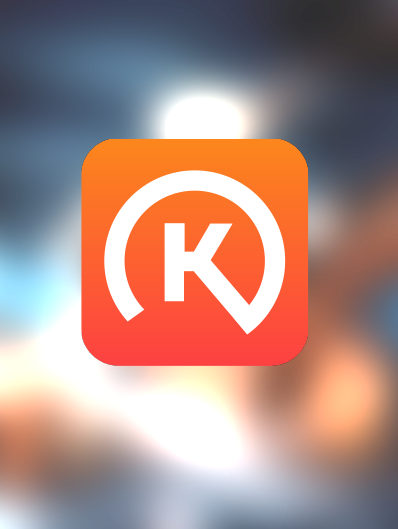 Orange rounded square app icon featuring a white circular arc around a bold K